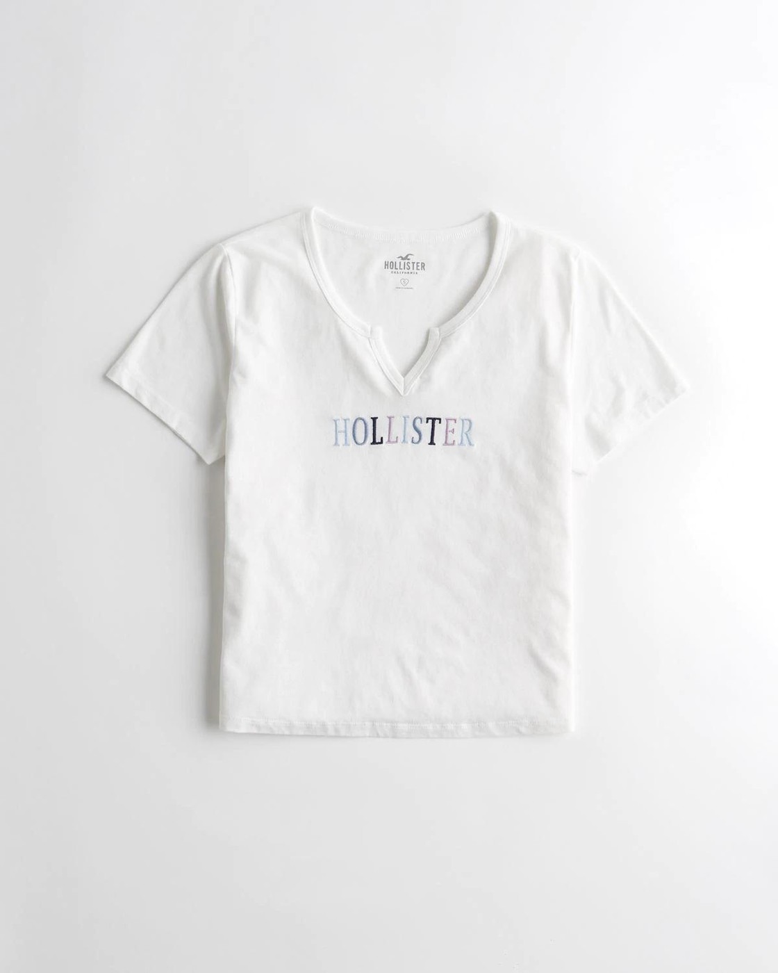 Белая футболка - женская футболка Hollister, XS, XS