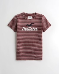 Бордовая футболка - женская футболка Hollister, XS, XS