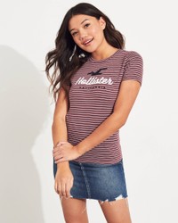 Бордовая футболка - женская футболка Hollister, XS, XS