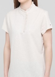 Бежевая футболка - женская футболка Tommy Hilfiger, XS, XS