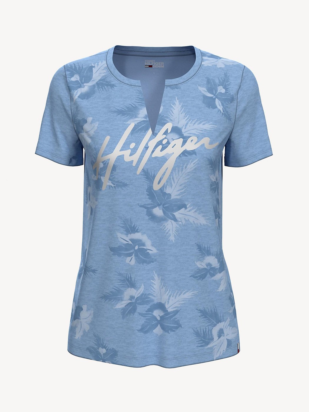 Голубая футболка - женская футболка Tommy Hilfiger, XXS, XXS