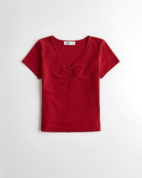 Красная футболка - женская футболка Hollister, S, S