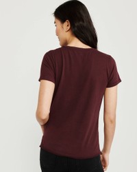 Бордовая футболка - женская футболка Abercrombie & Fitch