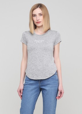 Серая футболка - женская футболка Abercrombie & Fitch, XS, XS