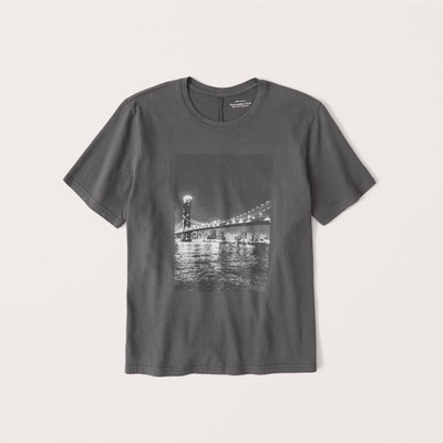 Серая футболка - женская футболка Abercrombie & Fitch, XS, XS