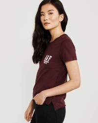 Бордовая футболка - женская футболка Abercrombie & Fitch, XS, XS