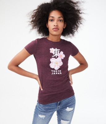 Бордовая футболка - женская футболка Aeropostale, M, M