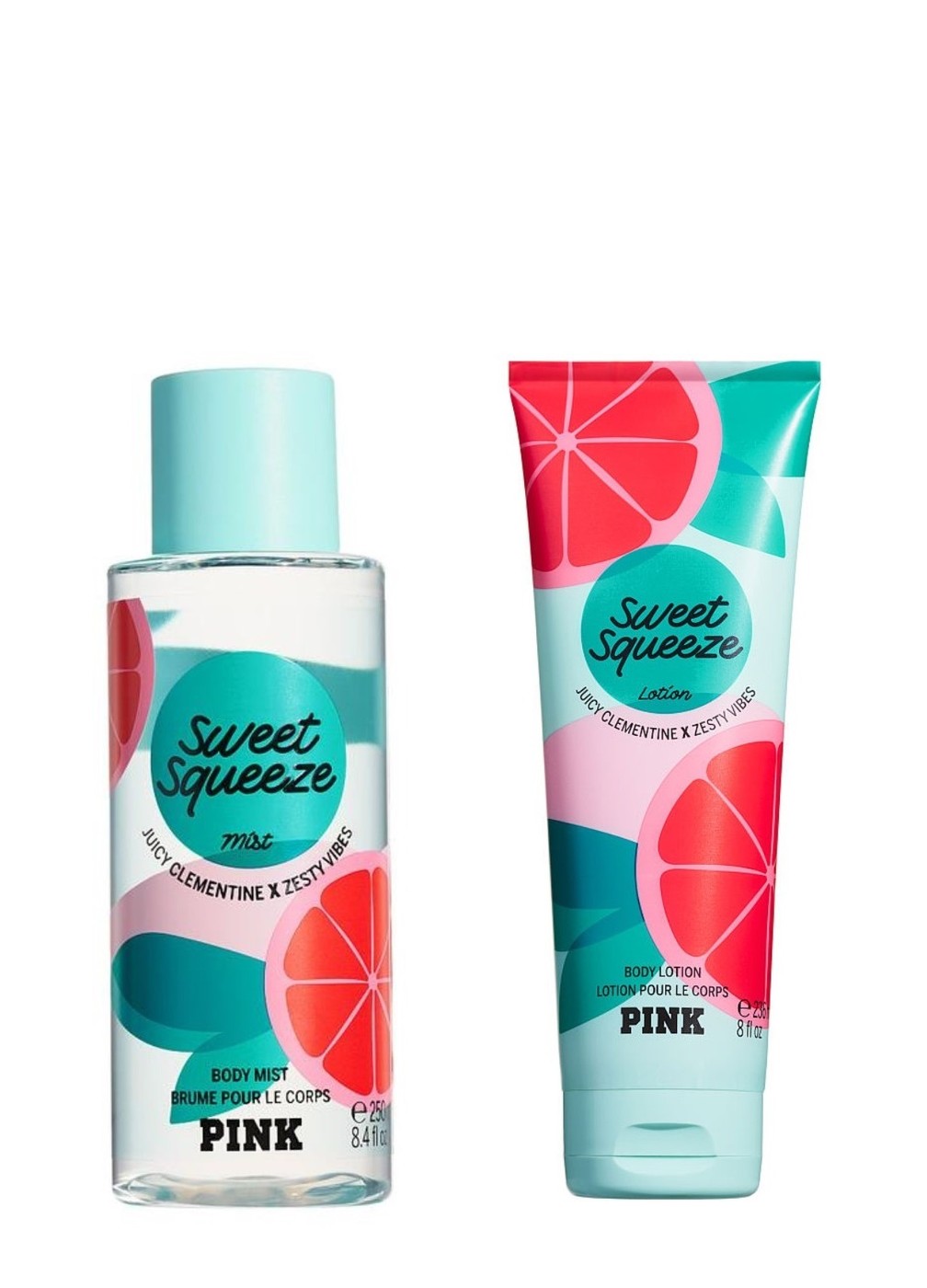 Подарочный набор Victoria's Secret PINK Sweet Squeeze (Fresh-Pressed Body Mist/Fresh-Pressed Body Lotion), 250 мл / 236 мл, 250 мл / 236 мл
