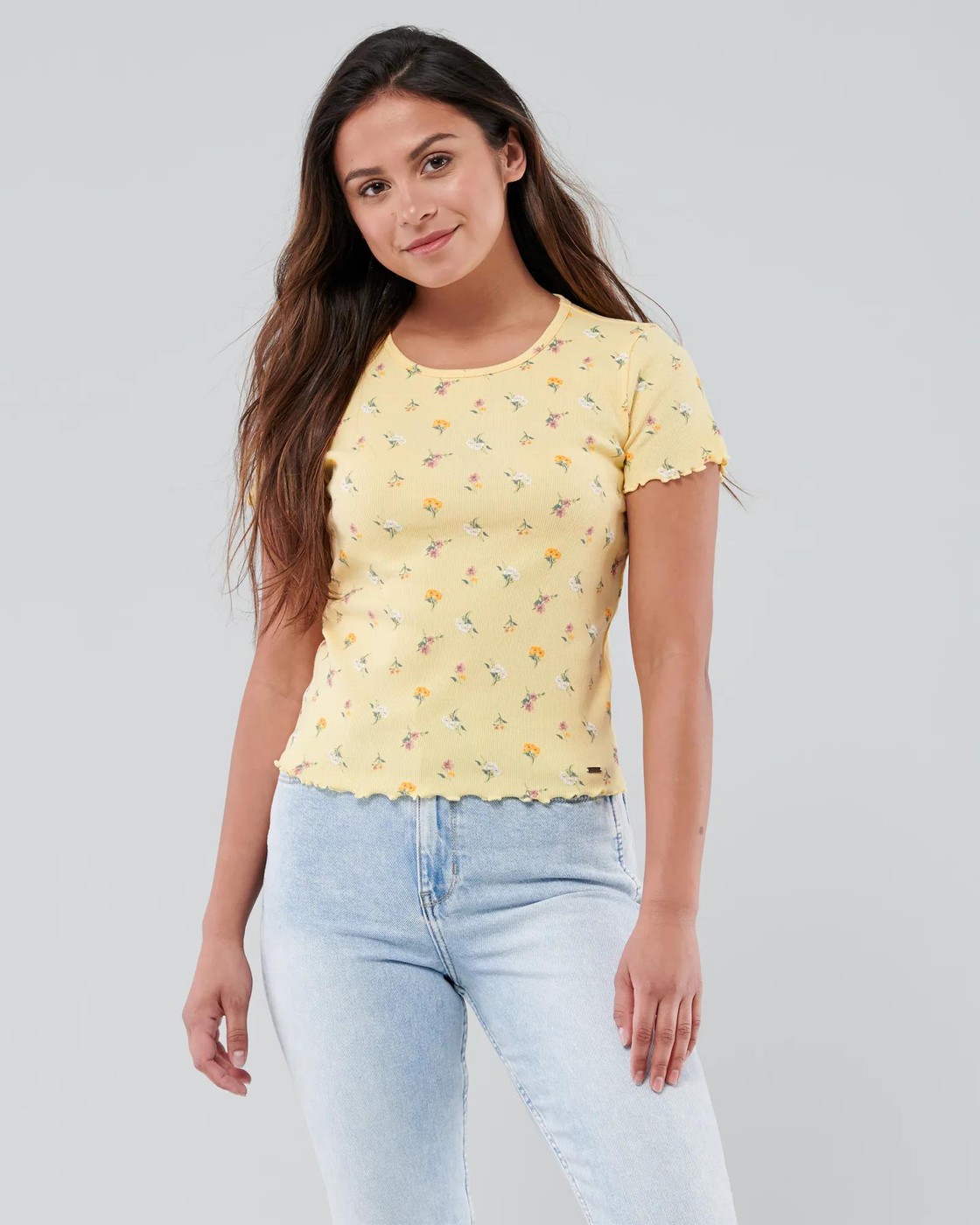 Желтая футболка - женская футболка Hollister
