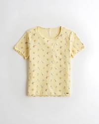 Желтая футболка - женская футболка Hollister