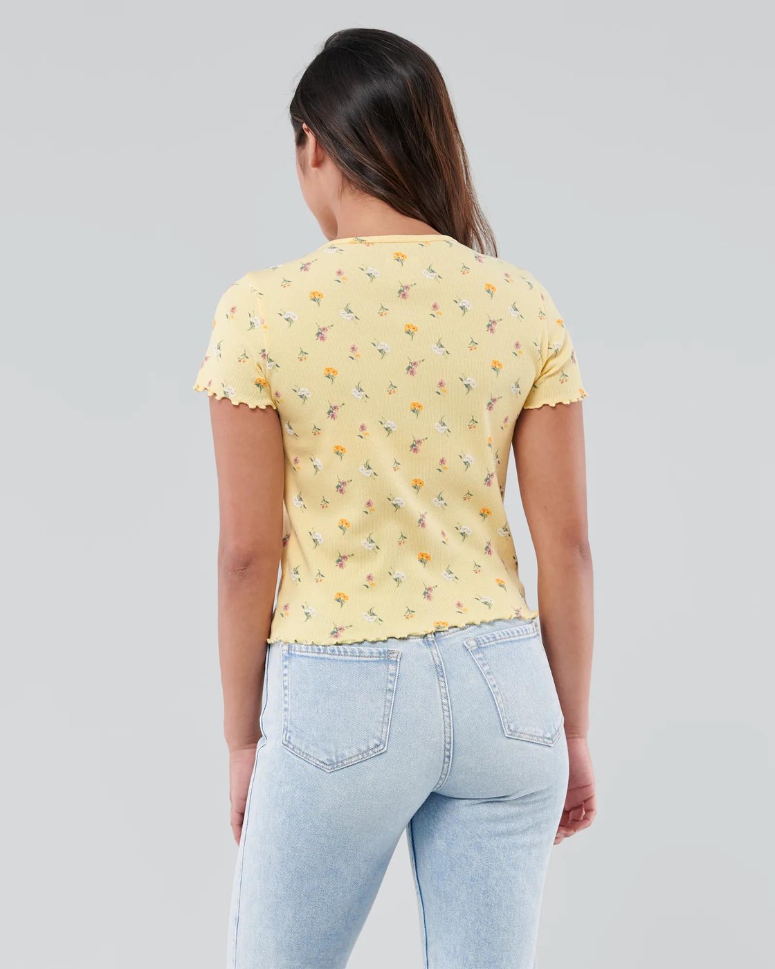 Желтая футболка - женская футболка Hollister, XS, XS