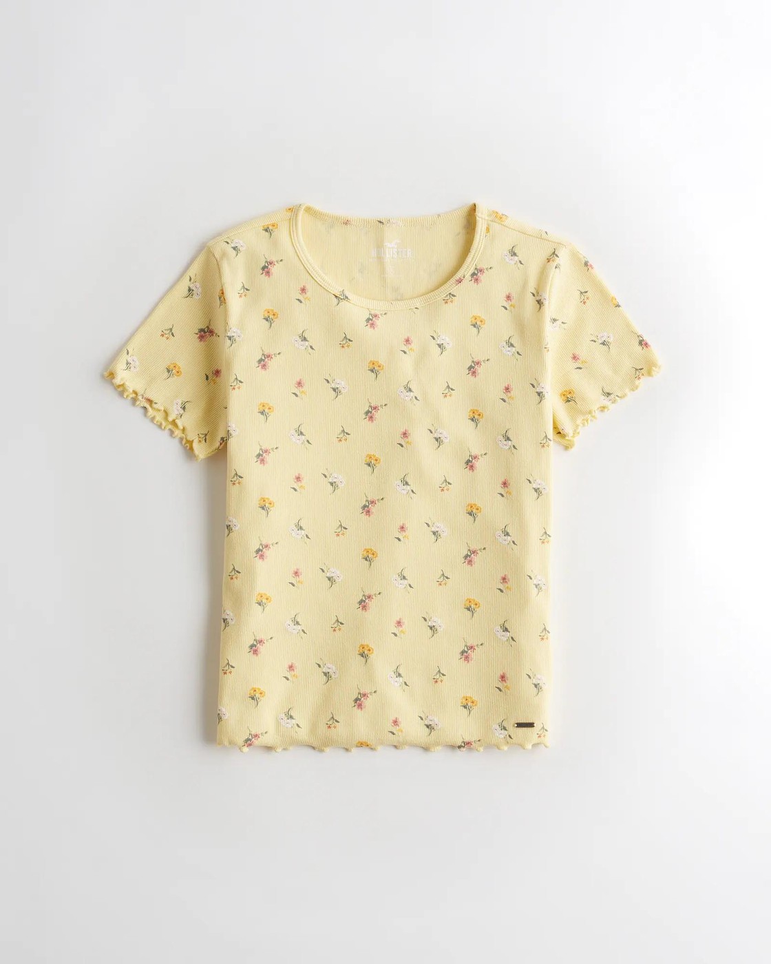 Желтая футболка - женская футболка Hollister, XS, XS