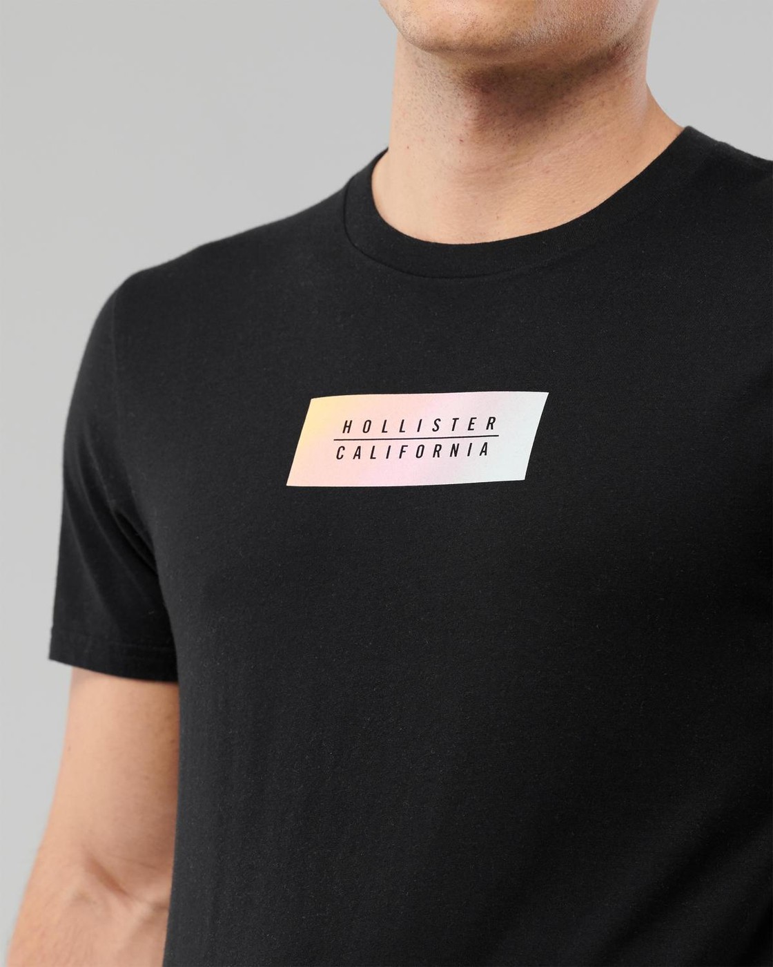 Черная футболка - мужская футболка Hollister, L, L