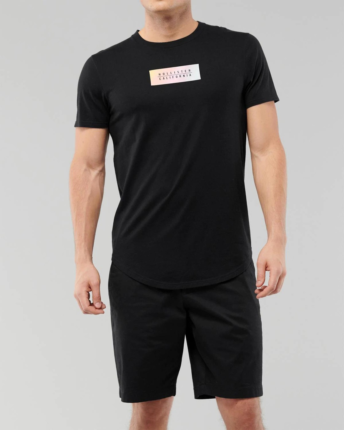 Черная футболка - мужская футболка Hollister, L, L