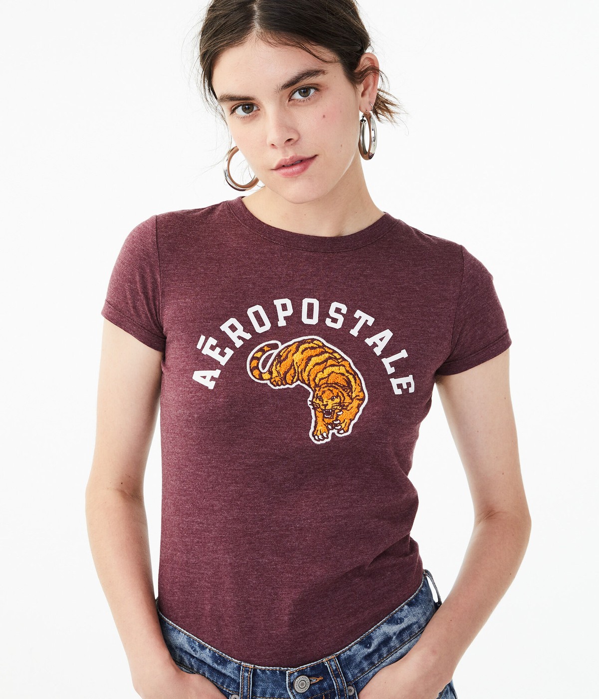 Бордовая футболка - женская футболка Aeropostale, S, S