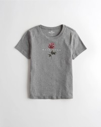 Серая футболка - женская футболка Hollister, S, S