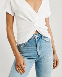 Белая футболка - женская футболка Abercrombie & Fitch, M, M