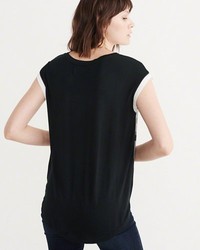 Черная футболка - женская футболка Abercrombie & Fitch, XS, XS
