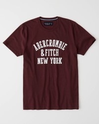 Бордовая футболка - мужская футболка Abercrombie & Fitch, L, L