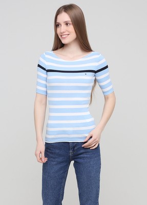 Голубая футболка - женская футболка Tommy Hilfiger, XXS, XXS