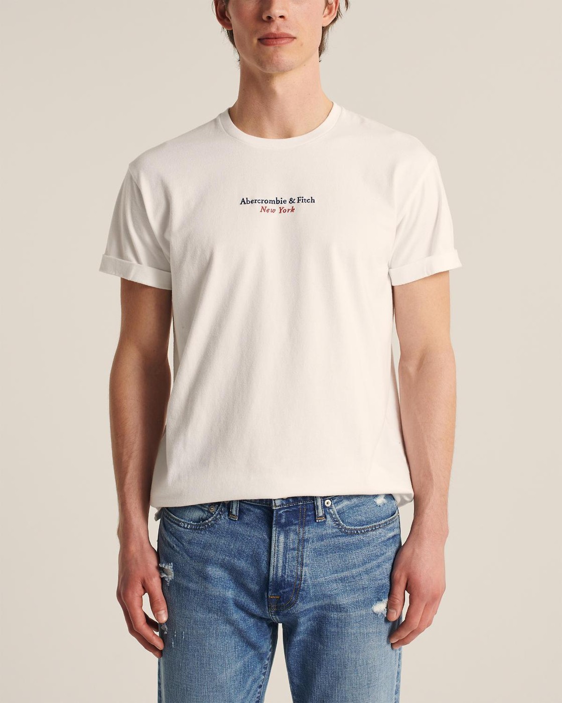 Белая футболка - мужская футболка Abercrombie & Fitch, L, L