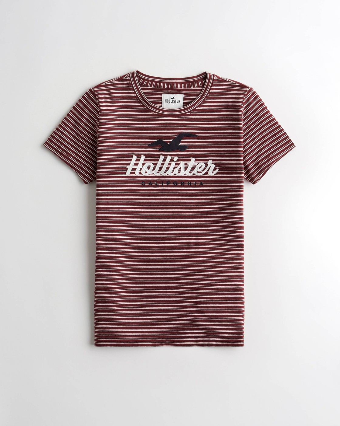 Бордовая футболка - женская футболка Hollister