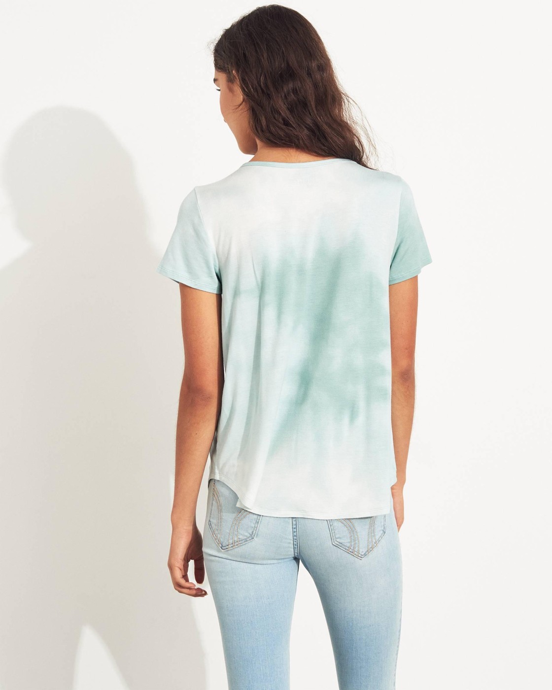 Голубая футболка - женская футболка Hollister, S, S