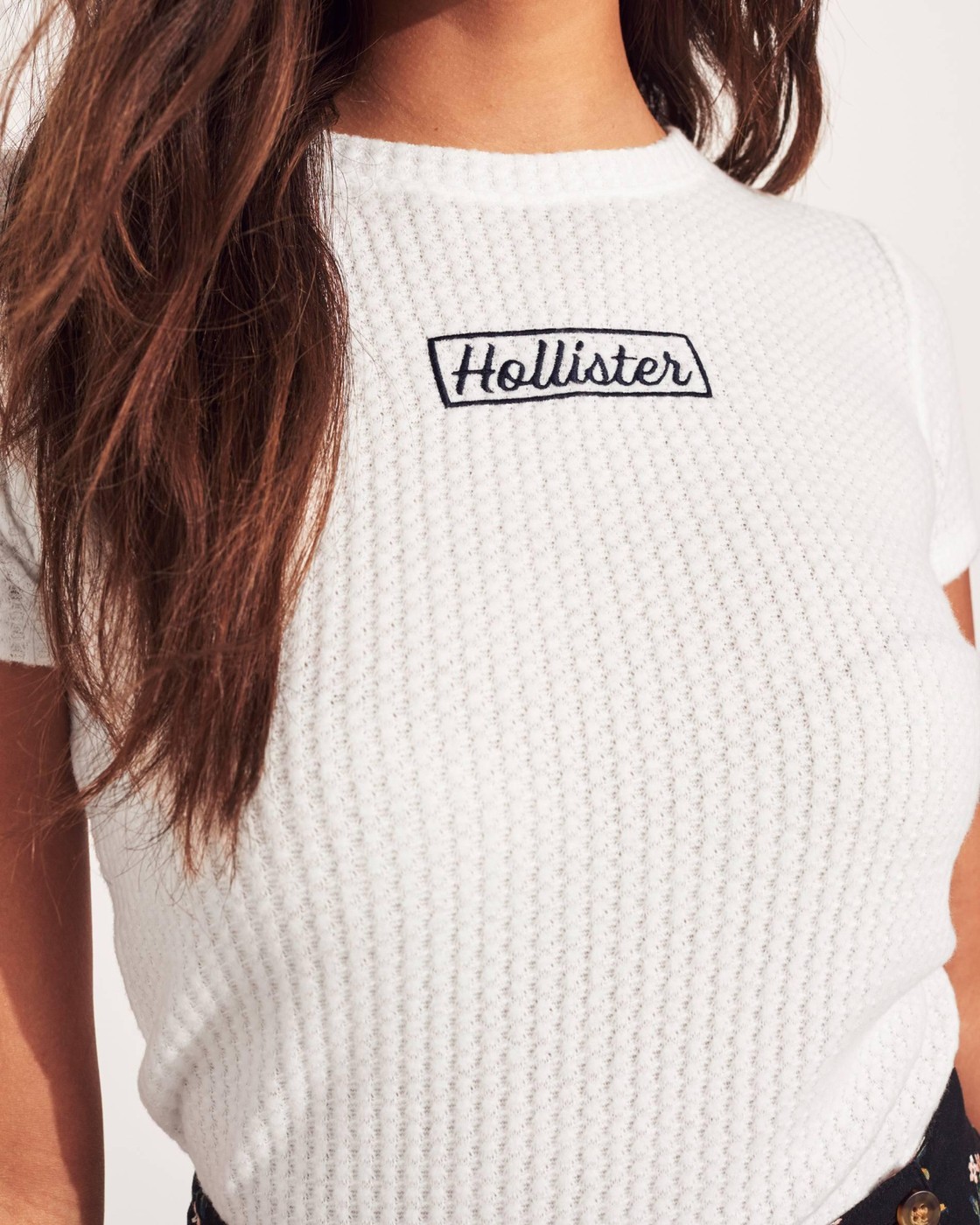 Белая футболка - женская футболка Hollister, XS, XS