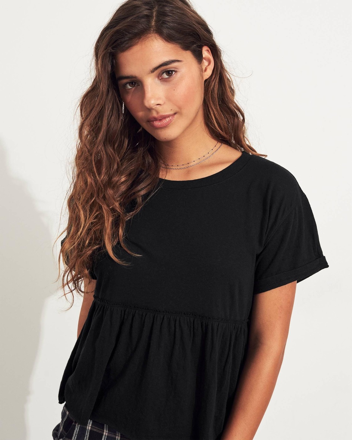 Черная футболка - женская футболка Hollister, S, S