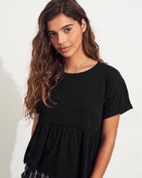 Черная футболка - женская футболка Hollister, S, S