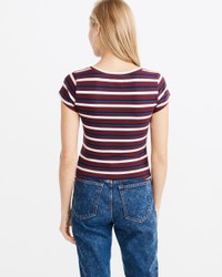 Бордовая футболка - женская футболка Abercrombie & Fitch, M, M
